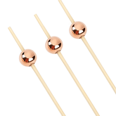 Jogo de Palitos para Petiscos em Bambu com Bolinha Rose Gold 12cm - 20 Peças - Ela Decora